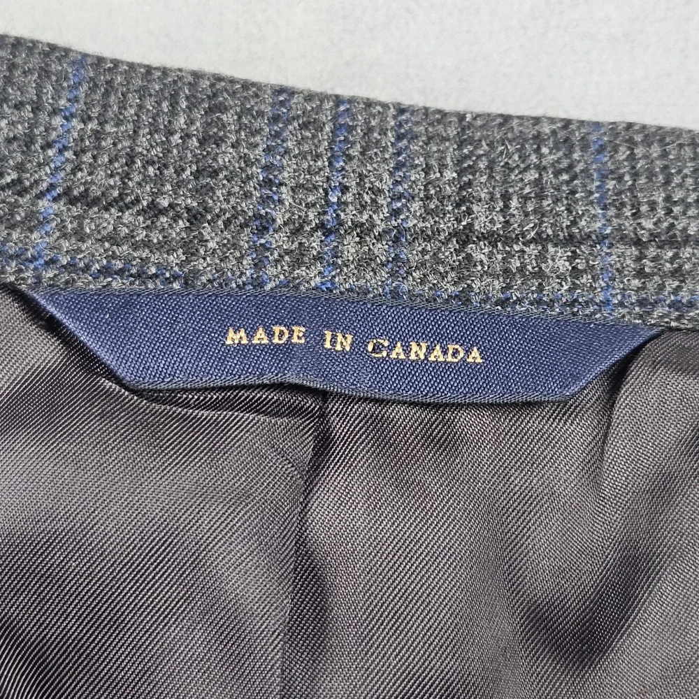 Brooks Brothers Sport Coat Men 42R Grey Blue Glen Plaid 1818 Madison Wool Blazer